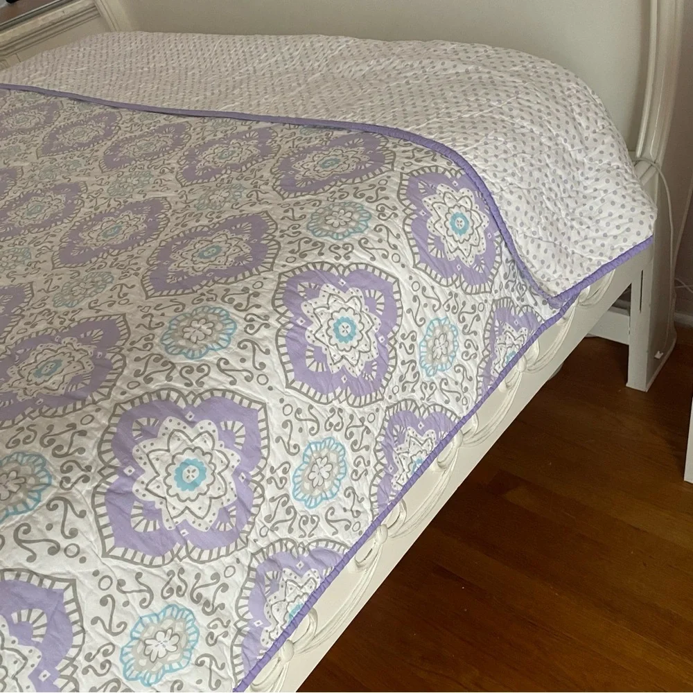 Pottery Barn Kids Lavender Dots and White Quilt and Sham Set